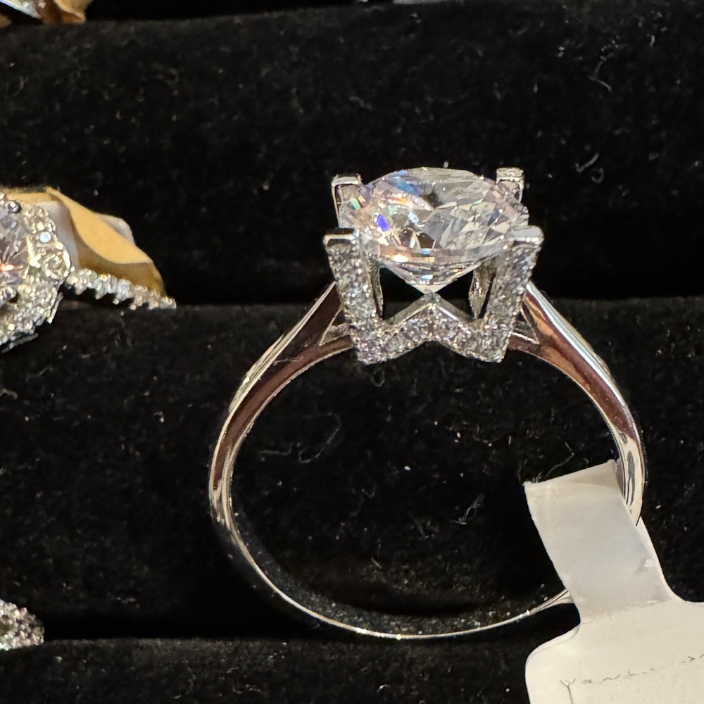 HW inspired Moissanite 14k plated silver engagement ring